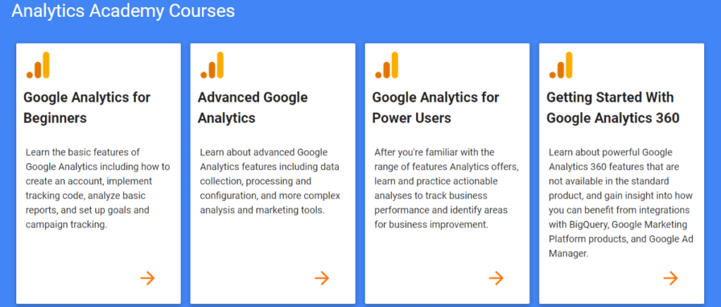 free resources from Google Analytics Academy